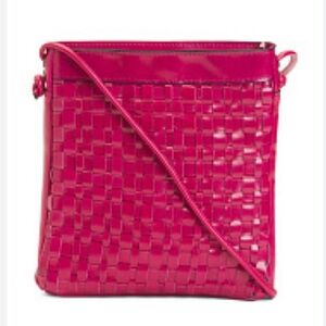 Patricia Nash Vesima Fuchsia Woven Leather Crossbody